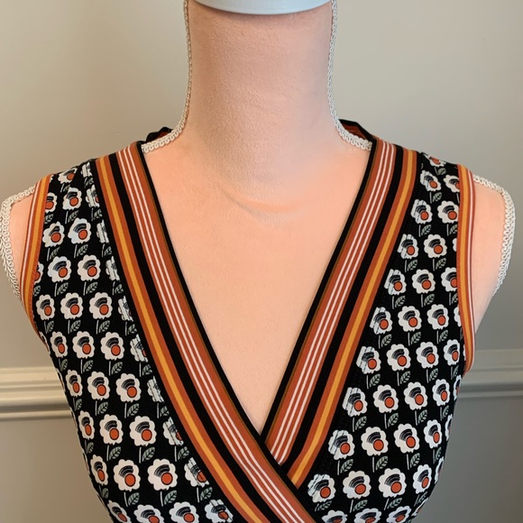 🍑Max Studio fit & flare sleeveless black print dress extra small XS - Picture 2 of 8